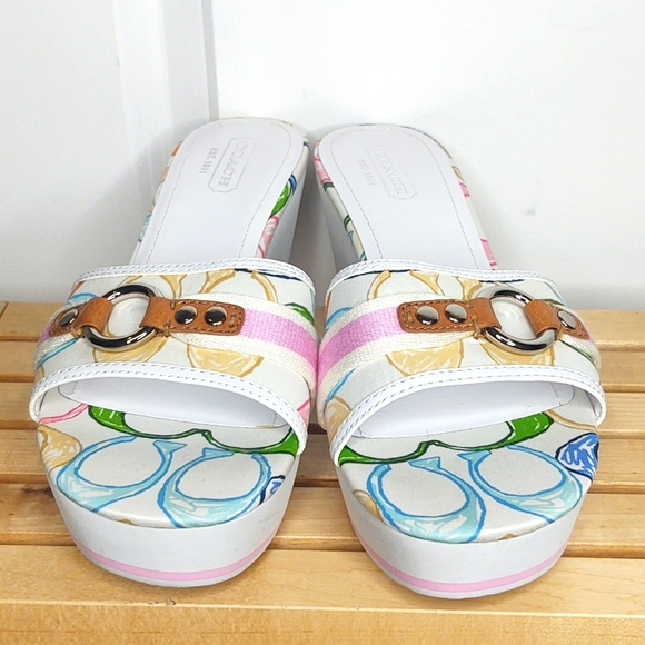 Coach🤍🩷💙💚Fionah Wedge Sandals, 10 M 🆕 - Picture 3 of 14